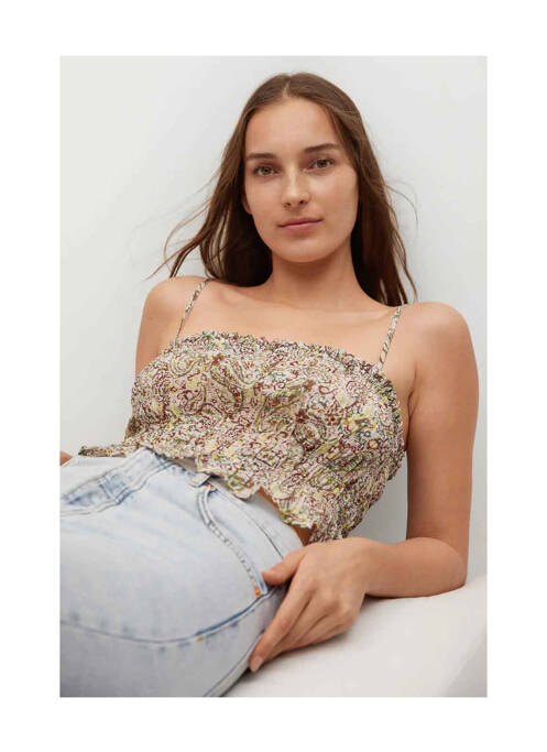 Top marron MANGO pour femme