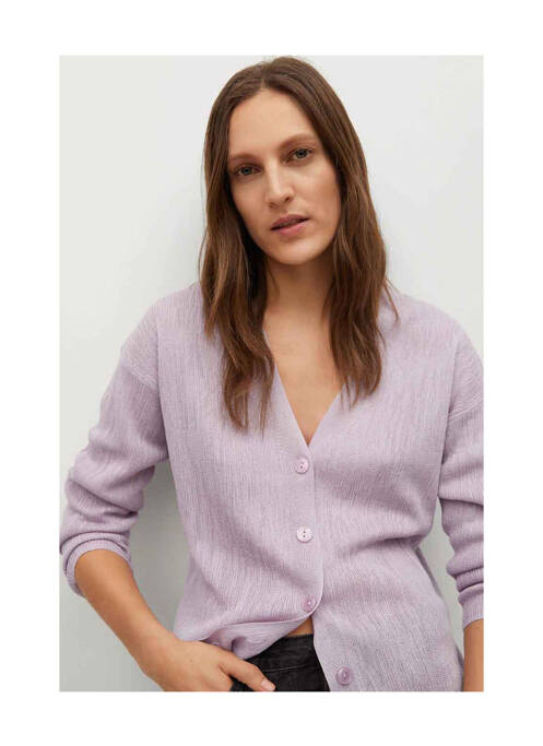 Gilet manches longues violet MANGO pour femme
