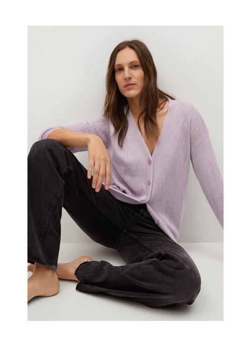 Gilet manches longues violet MANGO pour femme