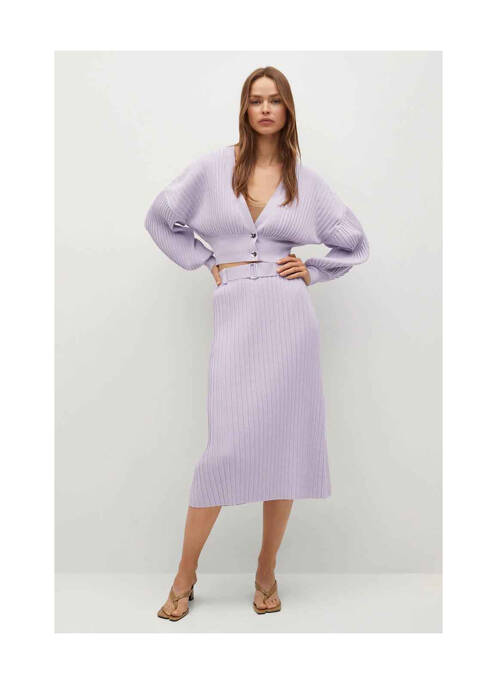 Gilet manches longues violet MANGO pour femme