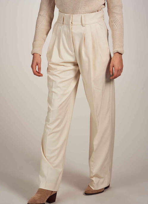 Pantalon droit beige ASTRID BLACK LABEL pour femme