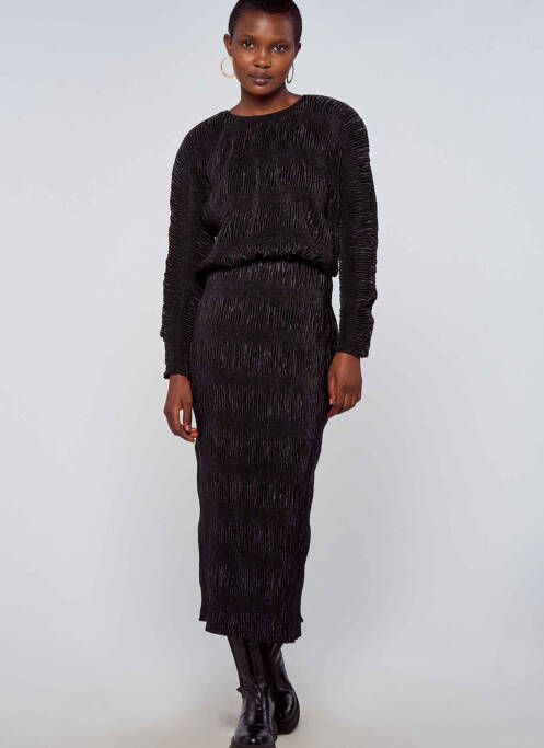 Jupe mi-longue noir ASTRID BLACK LABEL pour femme