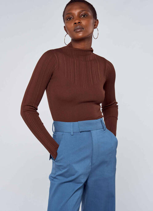 Pull col roulé marron ASTRID BLACK LABEL pour femme