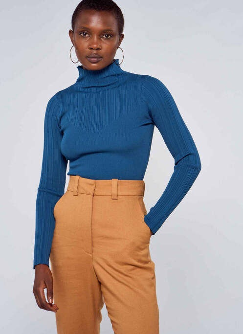 Pull col roulé bleu ASTRID BLACK LABEL pour femme