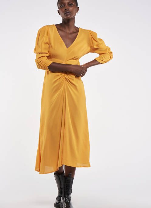 Robe mi-longue orange ASTRID BLACK LABEL pour femme