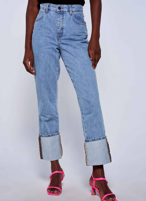 Jeans coupe droite bleu ASTRID BLACK LABEL pour femme