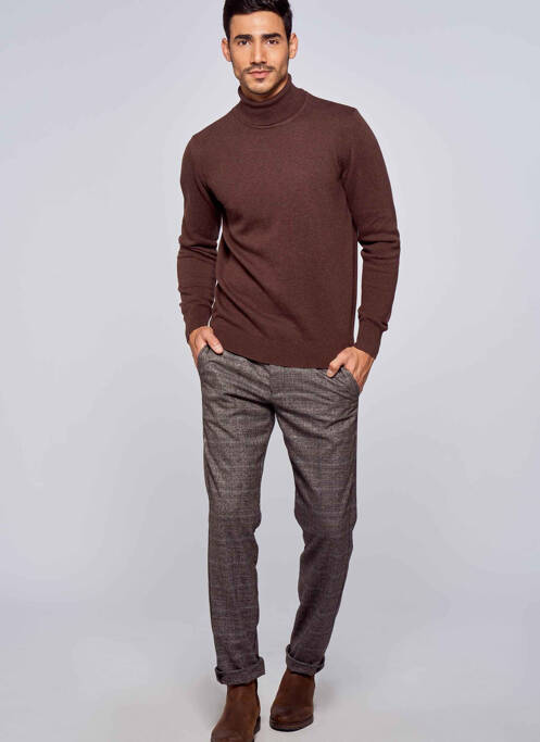 Pull col roulé marron BRUCE & BUTLER  pour homme