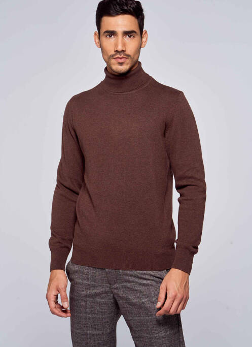 Pull col roulé marron BRUCE & BUTLER  pour homme