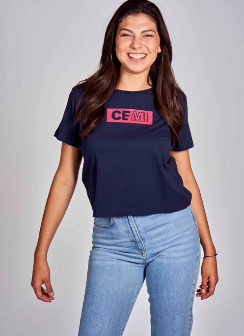 T-shirt bleu CEMI pour femme