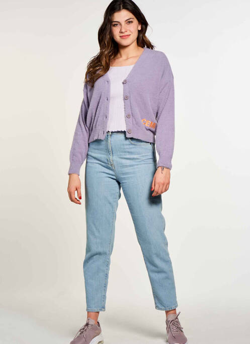 Gilet manches longues violet CEMI pour femme