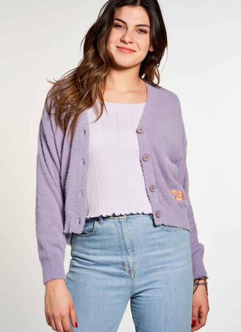 Gilet manches longues violet CEMI pour femme