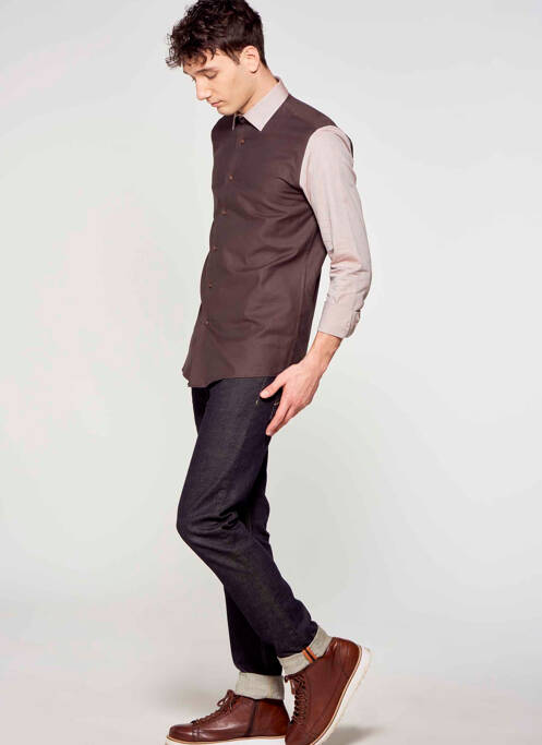 Chemise manches longues beige LE FABULEUX MARCEL DE BRUXELLES pour homme