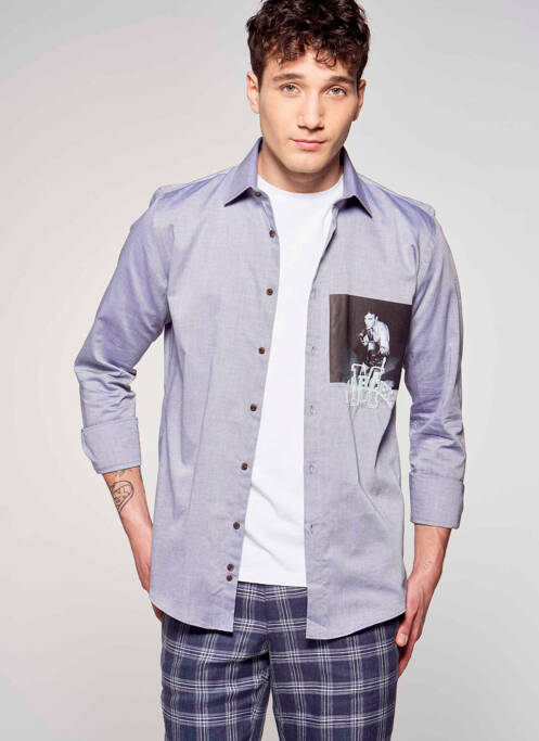 Chemise manches longues bleu LE FABULEUX MARCEL DE BRUXELLES pour homme