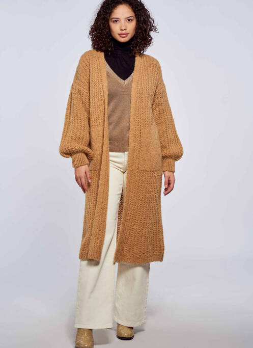 Gilet manches longues marron AMELIE & AMELIE pour femme