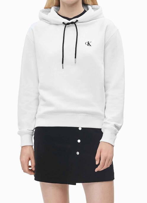 Sweat-shirt à capuche blanc CALVIN KLEIN pour femme