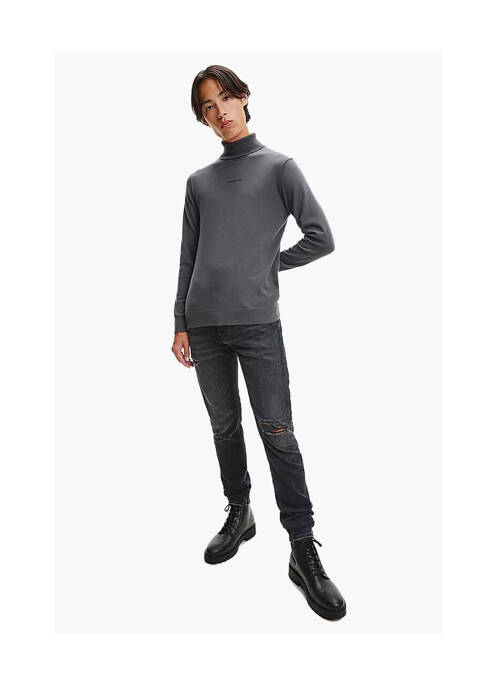 Pull col roulé gris CALVIN KLEIN pour homme