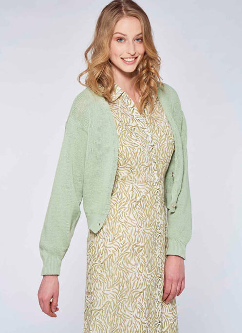 Gilet manches longues vert BELLITA pour femme