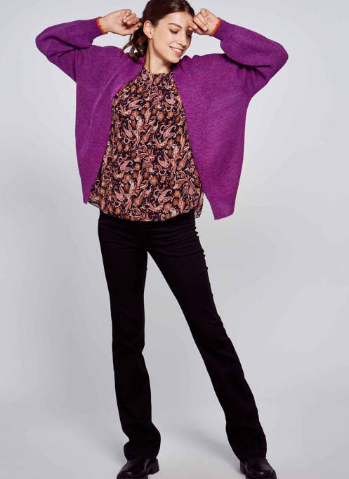 Gilet manches longues violet BELLITA pour femme