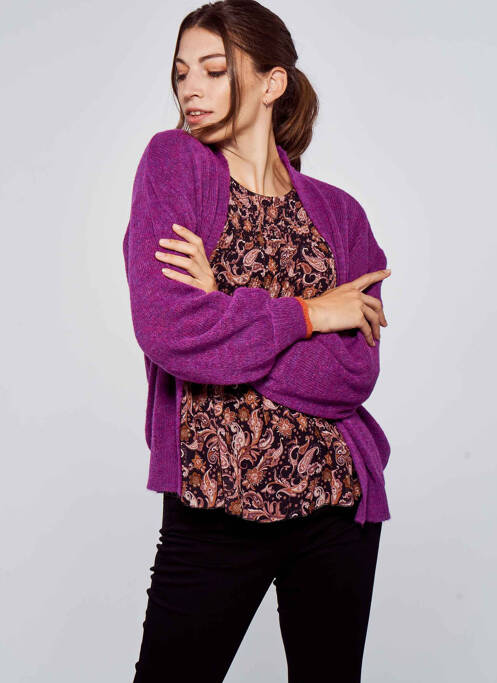 Gilet manches longues violet BELLITA pour femme