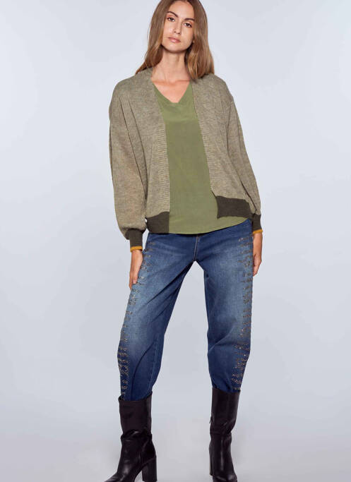 Gilet manches longues vert BELLITA pour femme