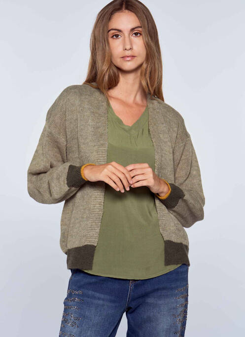 Gilet manches longues vert BELLITA pour femme