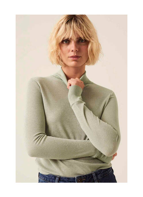 Pull col roulé vert GARCIA pour femme