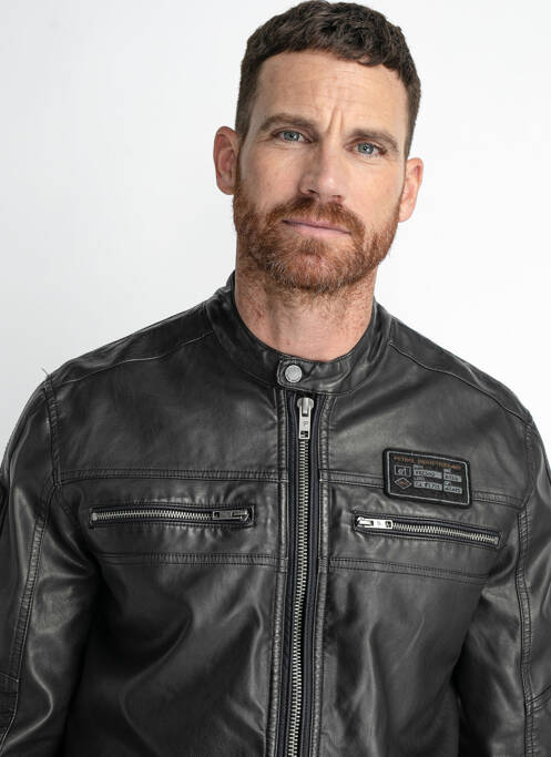 Veste en cuir noir PETROL INDUSTRIES pour homme
