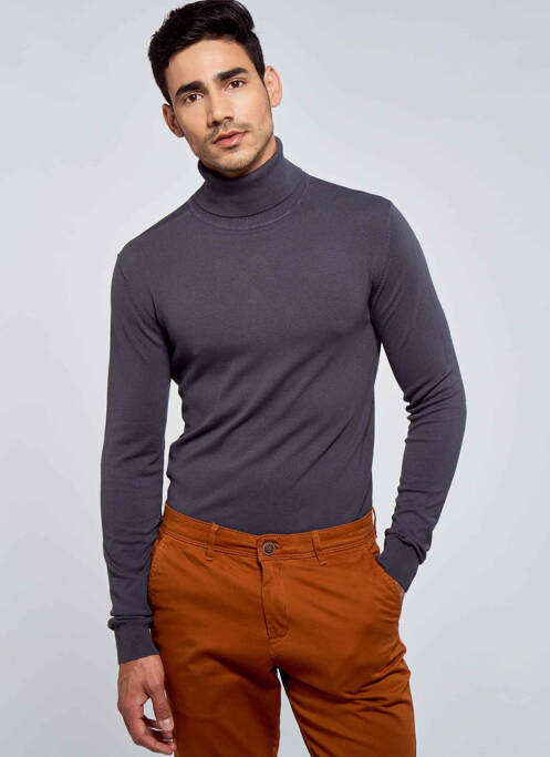 Pull col roulé gris PETROL INDUSTRIES pour homme