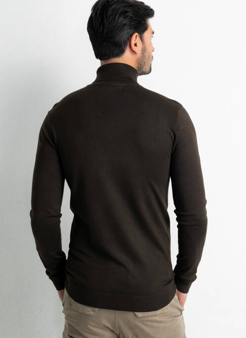 Pull col roulé marron PETROL INDUSTRIES pour homme