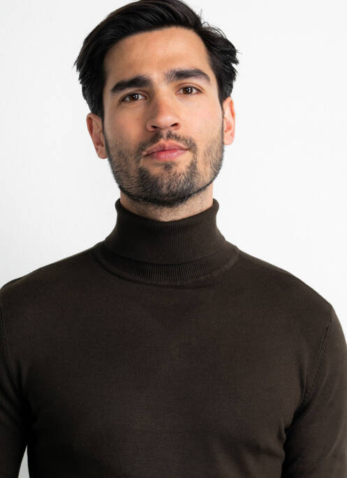 Pull col roulé marron PETROL INDUSTRIES pour homme
