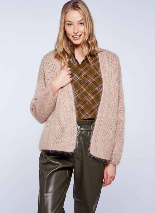 Gilet manches longues beige PLEASE pour femme