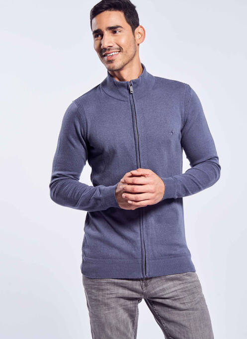 Gilet manches longues bleu HAZE&FINN pour homme