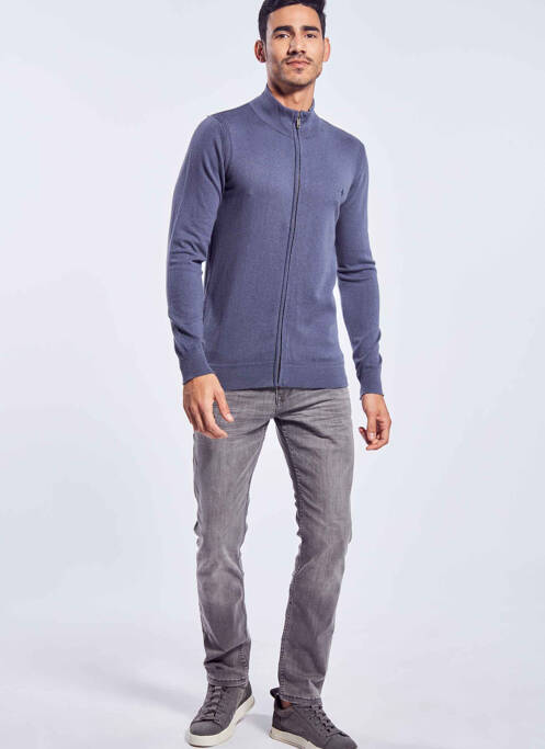 Gilet manches longues bleu HAZE&FINN pour homme