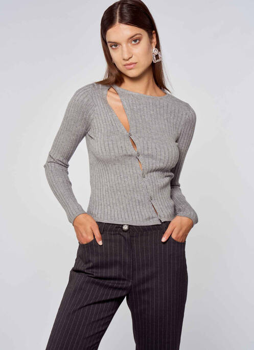 Gilet cache-cœur gris OGL pour femme