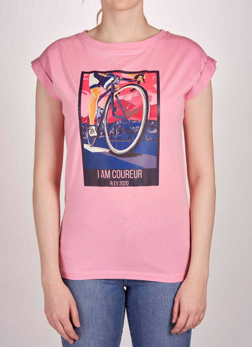 T-shirt rose R.EV 1703 BY REMCO EVENPOEL  pour femme