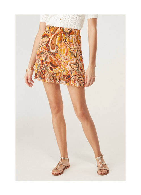 Jupe courte orange NAF NAF pour femme