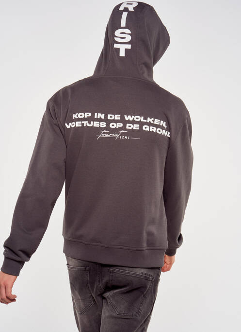 Sweat-shirt à capuche gris TOURIST LEMC pour homme