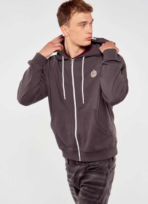 Sweat-shirt à capuche gris TOURIST LEMC pour homme