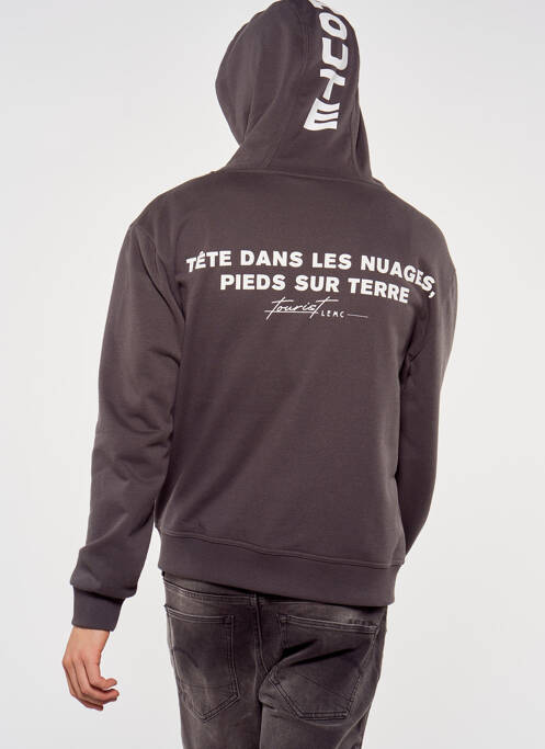 Sweat-shirt à capuche gris TOURIST LEMC pour homme