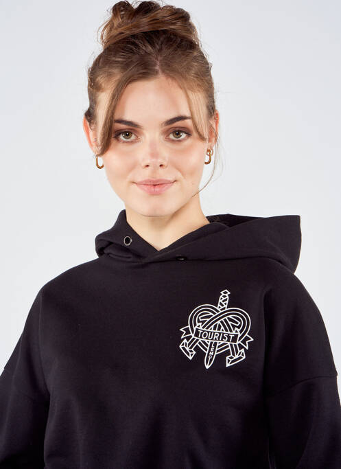 Sweat-shirt à capuche noir TOURIST LEMC pour femme