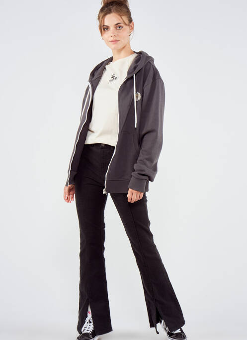 Sweat-shirt à capuche gris TOURIST LEMC pour femme