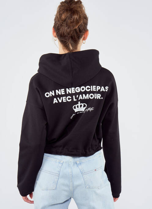 Sweat-shirt à capuche noir TOURIST LEMC pour femme
