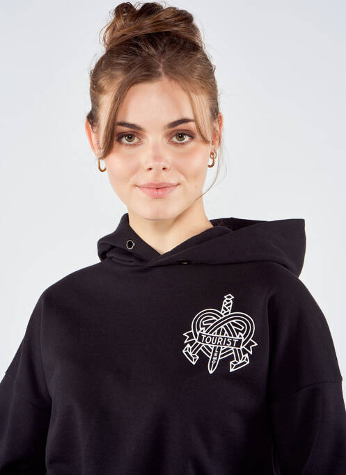 Sweat-shirt à capuche noir TOURIST LEMC pour femme