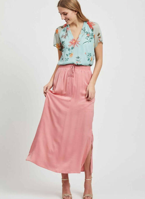 Jupe longue rose VILA pour femme