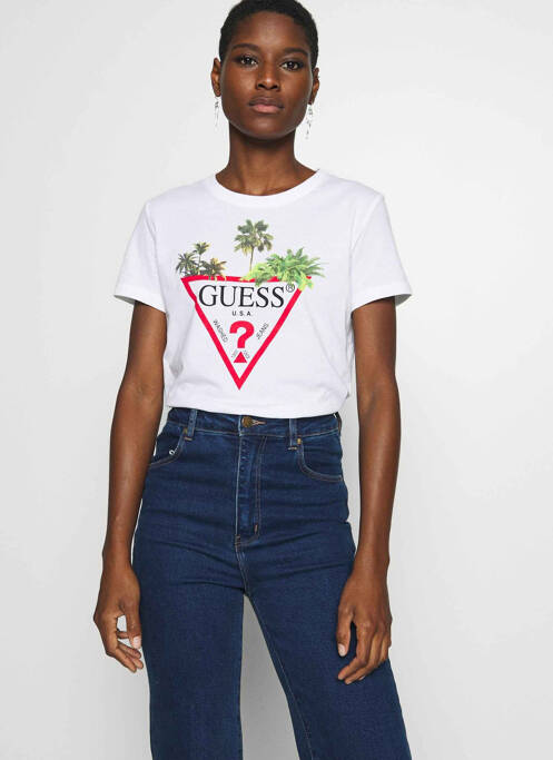 T-shirt blanc GUESS pour femme