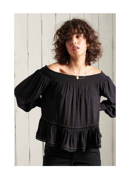T-shirt noir SUPERDRY pour femme
