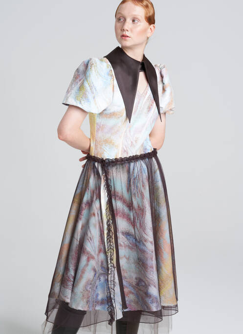 Robe mi-longue marron YOUNG DESIGNERS pour femme