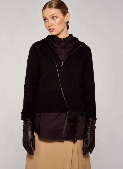 Pull col roulé noir YUGEN pour femme