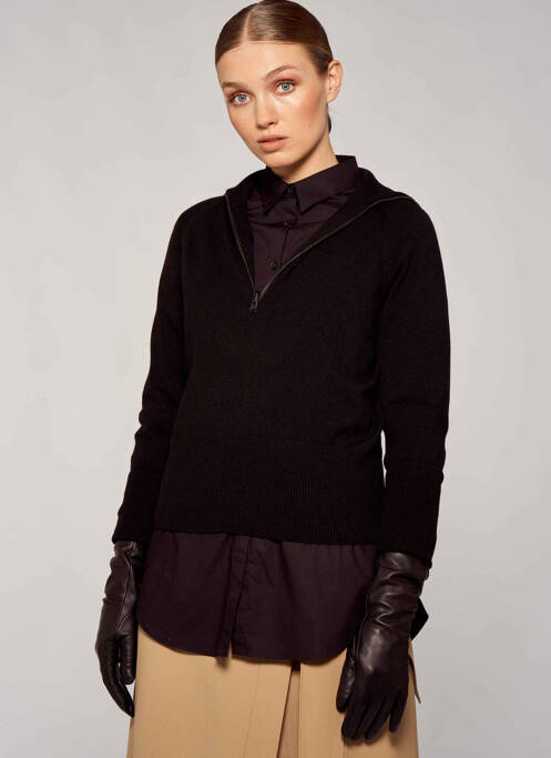 Pull col roulé noir YUGEN pour femme