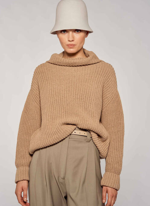 Pull col roulé beige YUGEN pour femme
